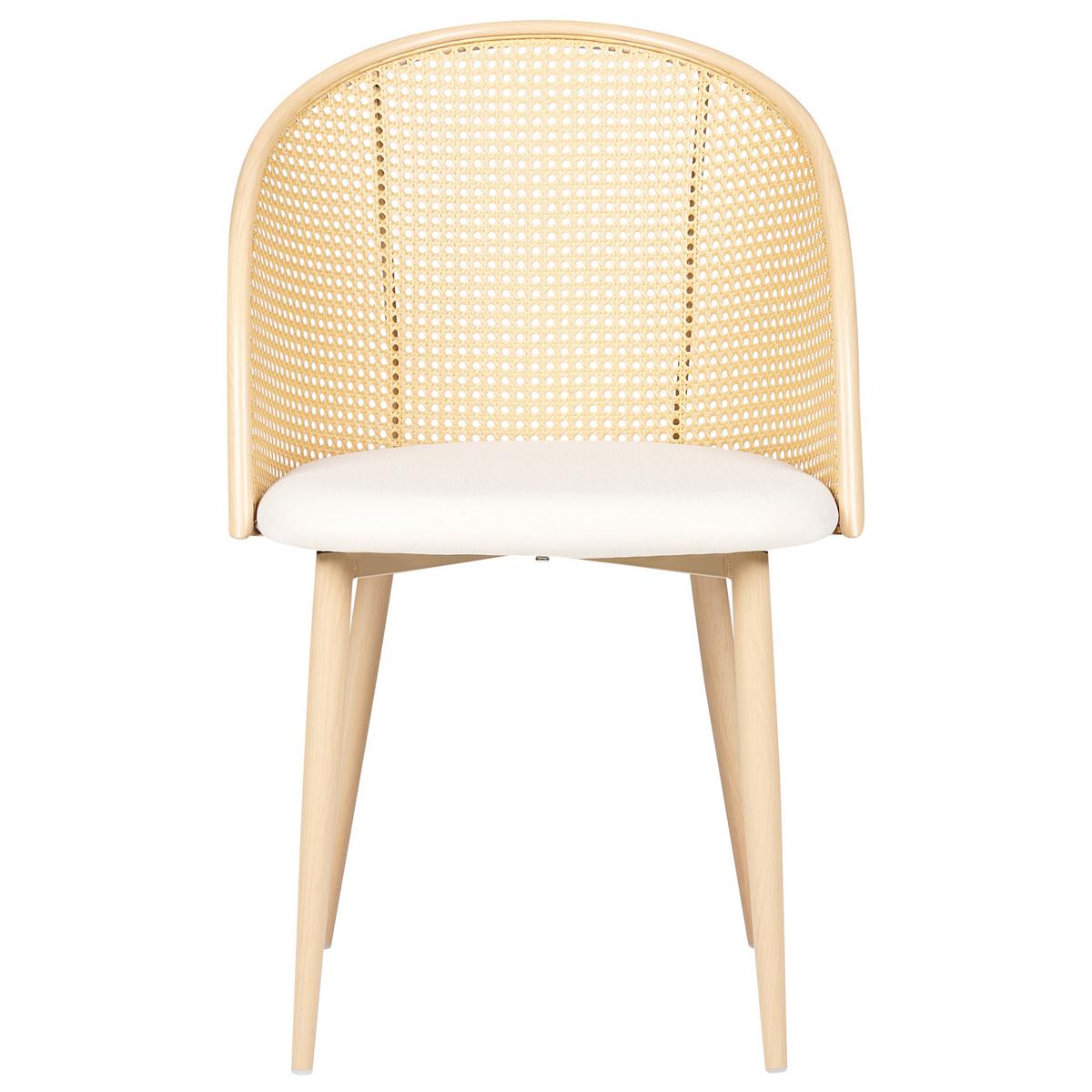 ESSZIMMERSTUHL 2er-Set Metall heller Holzfarbton/beige Cornell - Hellbraun/Beige, Metall (52/83/46cm) - Beliani