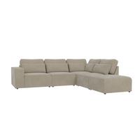 ECKSOFA modularer Leox Beige Samt-Stoff - Beige/Schwarz, Kunststoff/Textil (305/281cm) - S-Style Möbel