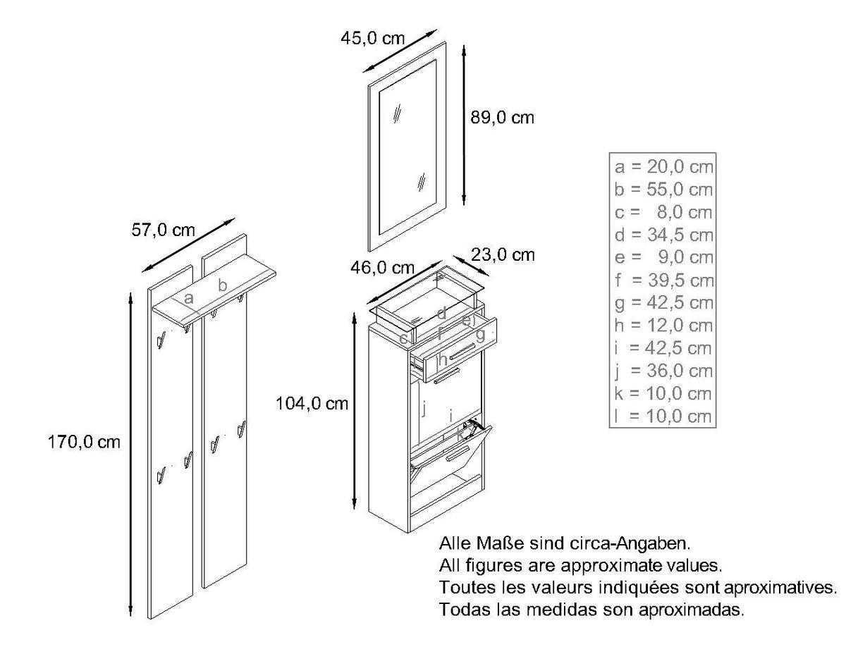 GARDEROBE Loret Front in Avola-Anthrazit - Anthrazit, Holzwerkstoff (140/200/23cm) - Vladon