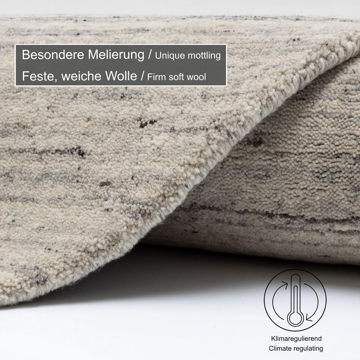 HANDWEBTEPPICH Pure 100x100 cm - Hellgrau, Textil (100/100cm) - THEKO