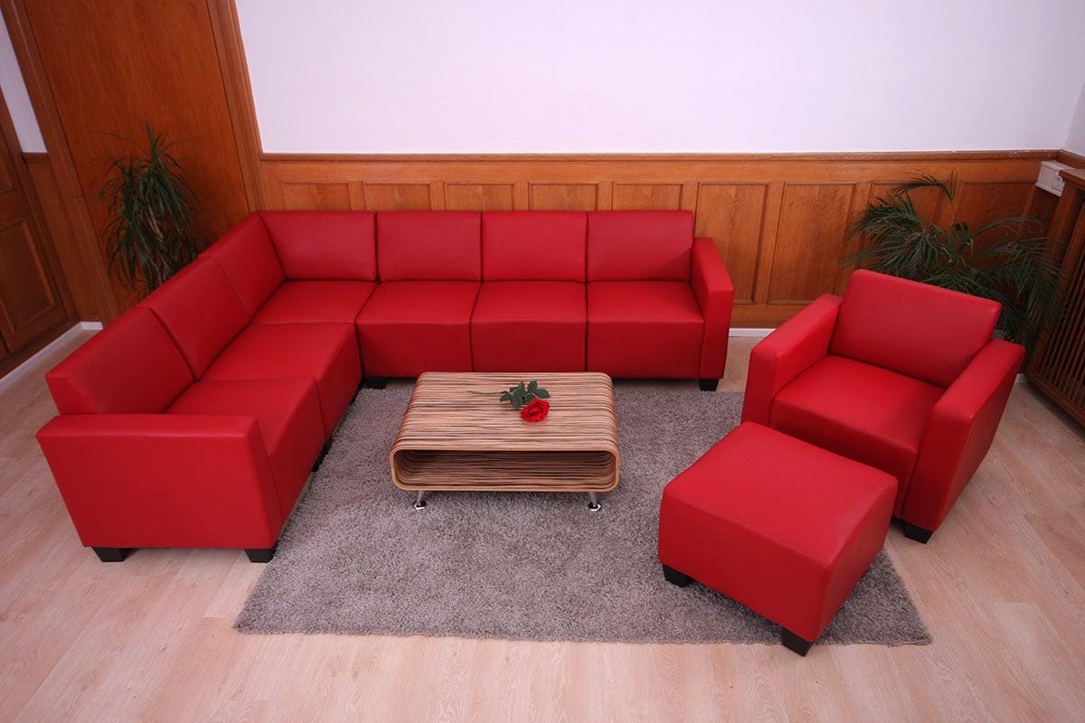 COUCH-GARNITUR Rot - Rot, Textil (288/76/216cm) - MCW