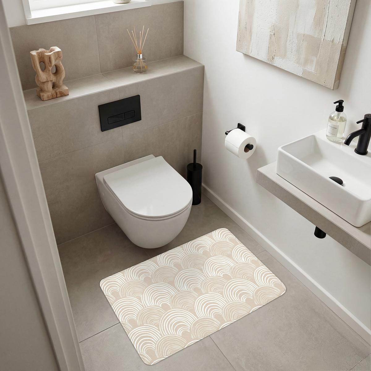 BADEMATTE Wellen - Textur - Beige 90x60 cm - Kaschmir, Textil (90/60cm) - OnlyWow