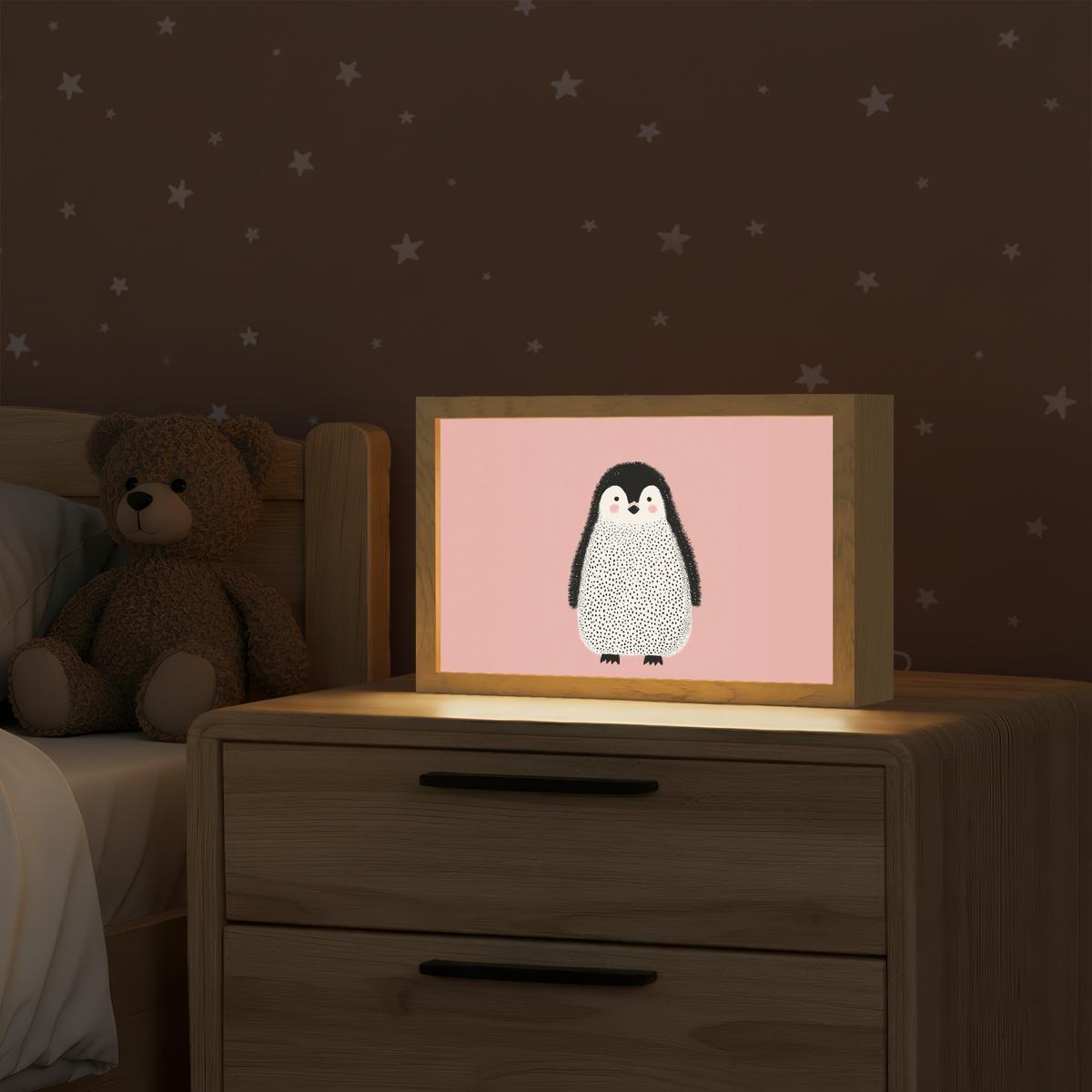 WANDLEUCHTE Pinguin - Punkte - Minimalistisch - Rosa 30x20 cm - Rosa, Holzwerkstoff (30/20/8cm) - OnlyWow