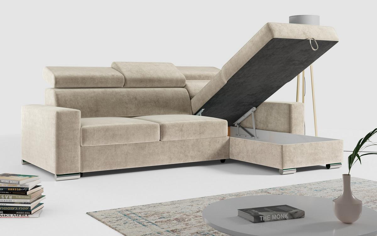 ECKSOFA FOX-L Beige - Beige/Silberfarben, Kunststoff/Textil (242/168cm) - MKS