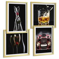 BILDER SET 4er Set - 50x50 cm & 40x60 cm Goldrahmen - Frauenbeine Rosenwagen Wein - Goldfarben, Kunststoff (50/50cm) - TULUP