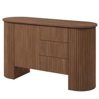 KOMMODE Carlo mit 1 Tür und 3 Schubladen, Push-To-Open, 140 cm, Walnuss - Walnussfarben, Holzwerkstoff (139/80/45cm) - Beautysofa