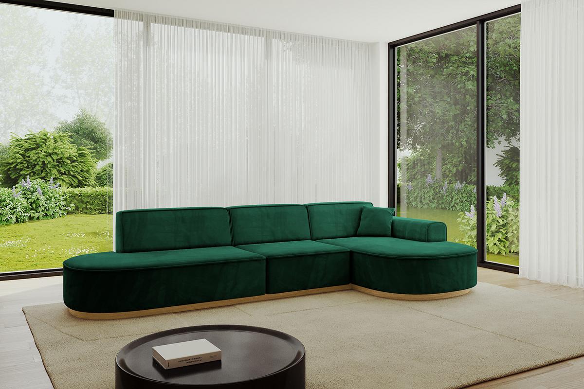 ECKSOFA Ottomane Rechts MARI-L2-v2 - 328x171x83 cm Grün Velours - Grün, Holzwerkstoff/Textil (171/328cm) - ALTDECOR