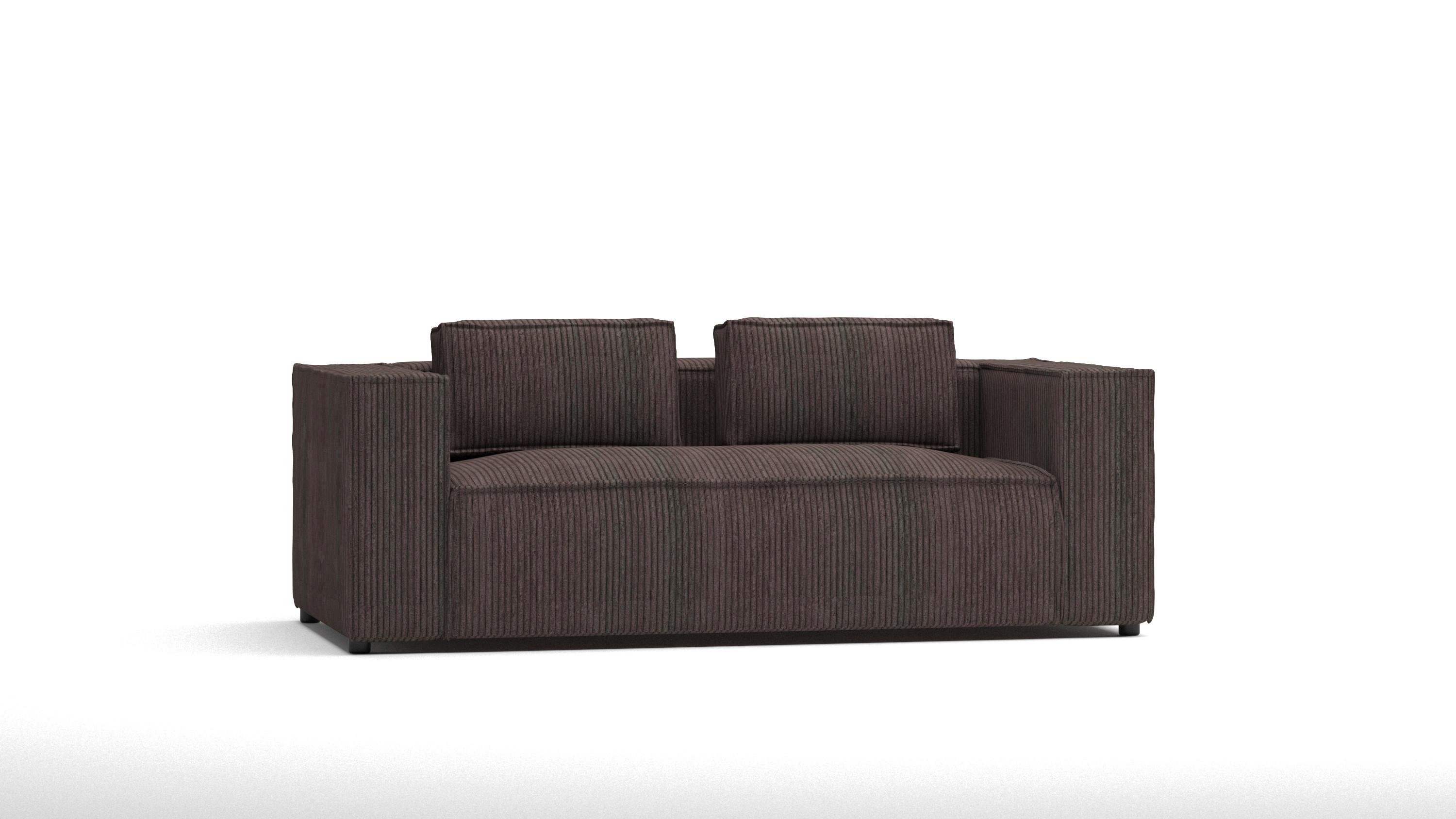 2-SITZER-SOFA Nova Dunkelbraun Cord - Dunkelbraun/Schwarz, Holz/Kunststoff (196/64/92cm) - S-Style Möbel