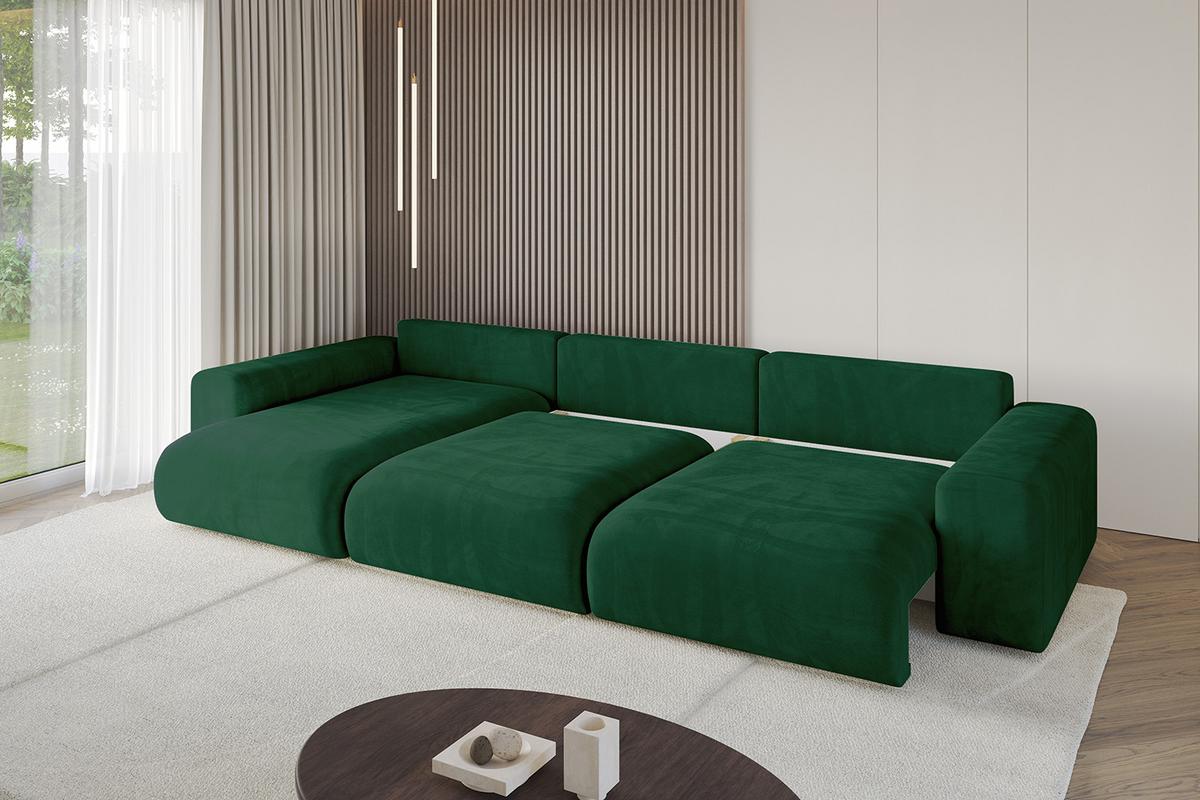 ECKSOFA Ottomane links ESKAR-L2 364x176x72 Dunkelgrün Cord - Dunkelgrün/Schwarz, Holzwerkstoff/Kunststoff (364/176cm) - ALTDECOR