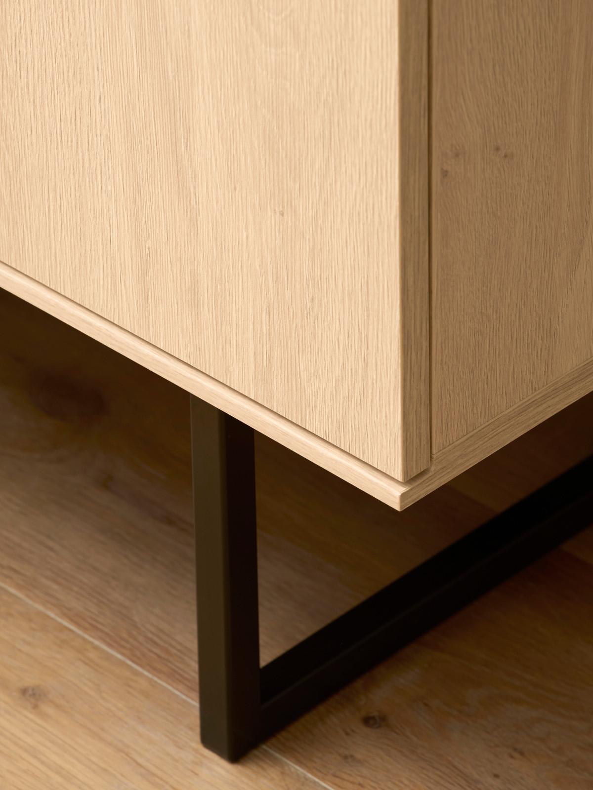 FLURKOMMODE Stone Eiche 115 x 98 cm, Schuhschrank mit Push-to-Open - Eichefarben/Schwarz, Holzwerkstoff/Metall (115/98/40cm) - Furn.Design