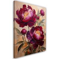 WANDBILD burgunder pfingstrose botanische blume - Rot, Textil (40/60cm) - Feeby