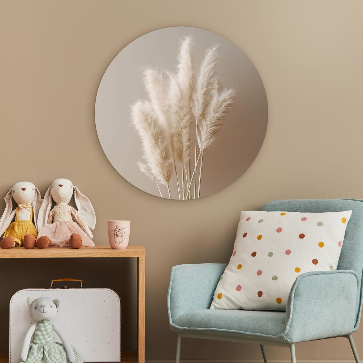 WANDBILD Pampasgras - Federn - Pastell - Weiß Wanddeko Schlafzimmer 60x60 cm - Sandfarben, Kunststoff (60/60cm) - MuchoWow