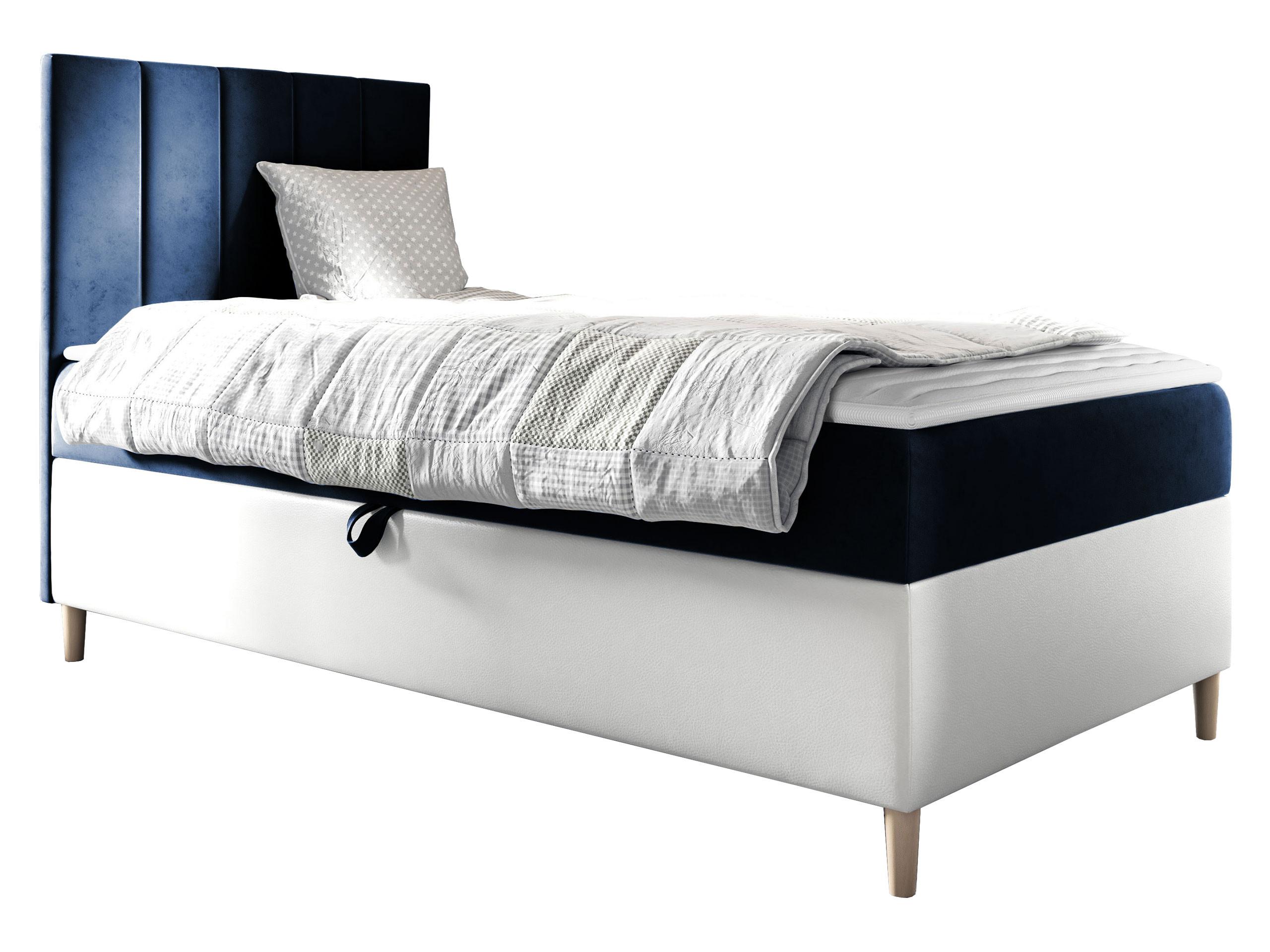 BOXBETT Maja Junior 1, Seite zum Öffnen des Bettkastens: Links - H3 - Blau/Weiß, Holz (90/200cm) - MIRJAN24