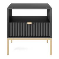 NACHTSCHRANK Vellore Schwarz mit goldenem Gestell - Goldfarben/Schwarz, Holzwerkstoff/Metall (54/56/39cm) - Selsey