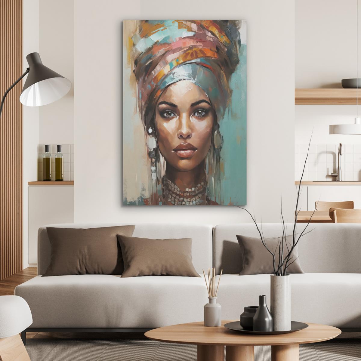 AKUSTIKBILD Frau - Kunst - Schmuck - Porträt Wanddeko 70x100 cm - Blaugrau, Kunststoff (70/100/0.9cm) - MuchoWow
