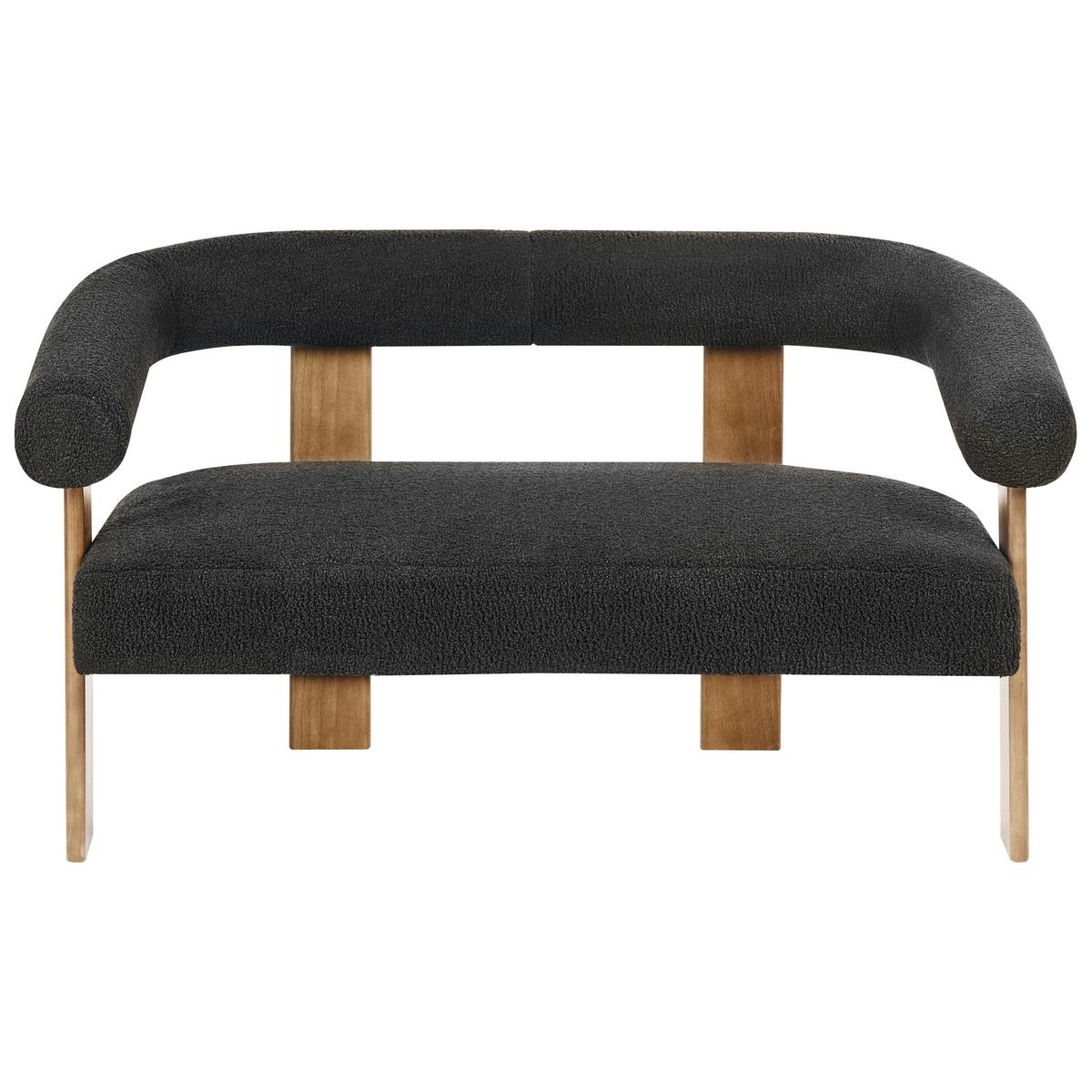 SOFA-SET Bouclé Schwarz/Dunkelbraun Ilbro - Dunkelbraun/Schwarz, Textil (138/76/68cm) - Beliani