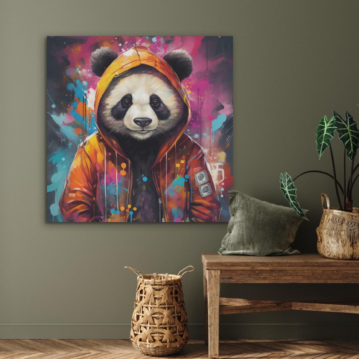 AKUSTIKBILD Panda - Jacke - Graffiti - Orange Akustikpaneele 90x90 cm - Orange, Kunststoff (90/90/0.9cm) - MuchoWow