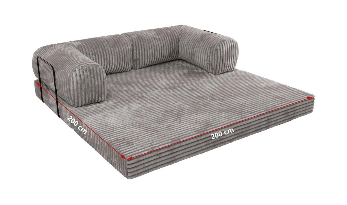 3-SITZER SOFA ORSETTO - Hellgrau Cord - Hellgrau/Schwarz, Textil/Metall (200/70/100cm) - MKS
