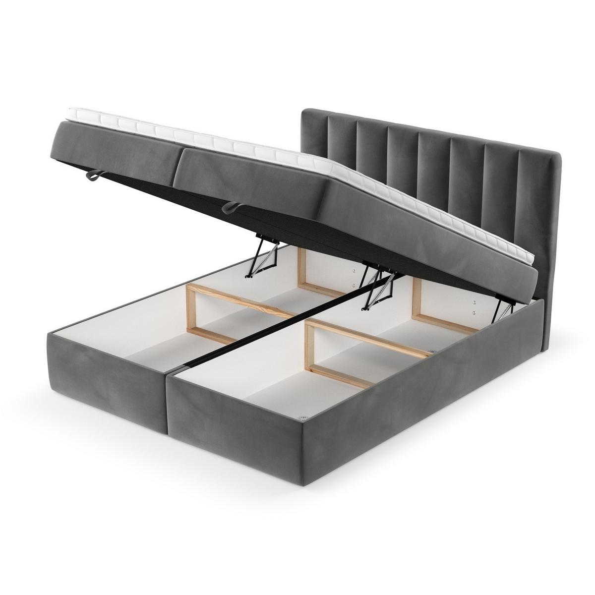 BOXBETT Lusso 200/200 cm Grau im Kronos Stoff - Schwarz/Grau, Holz/Holzwerkstoff (200/200cm) - AltaBeds