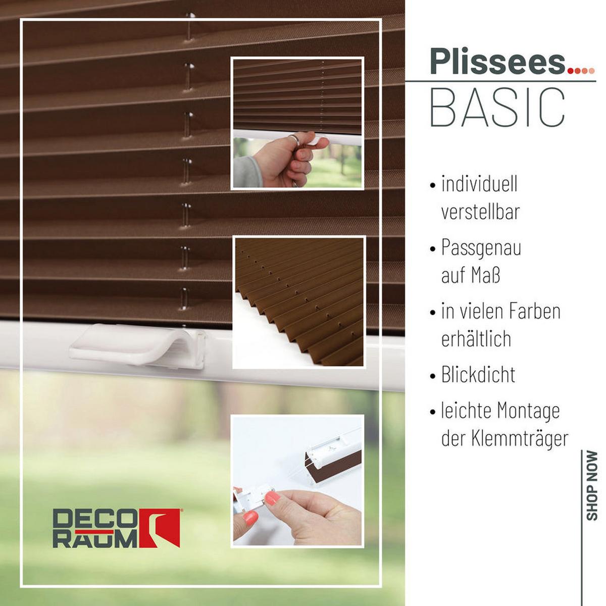 PLISSEE Basic 70 x 210cm Klemmfix ohne Bohren - Braun, Textil (70/210cm) - Deco-Raum