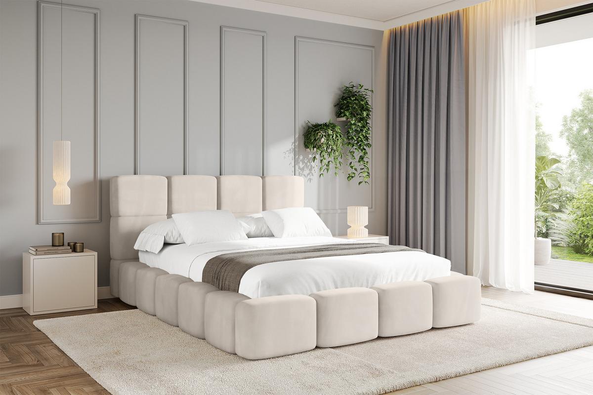 POLSTERBETT mit Bettkasten und Lattenrost, Bett mit Kopfteil, Boxbett ohne Matratze, Doppelbett mit Stauraum - NATA 120x200 Beige - Beige, Holzwerkstoff/Textil (120/200cm) - ALTDECOR