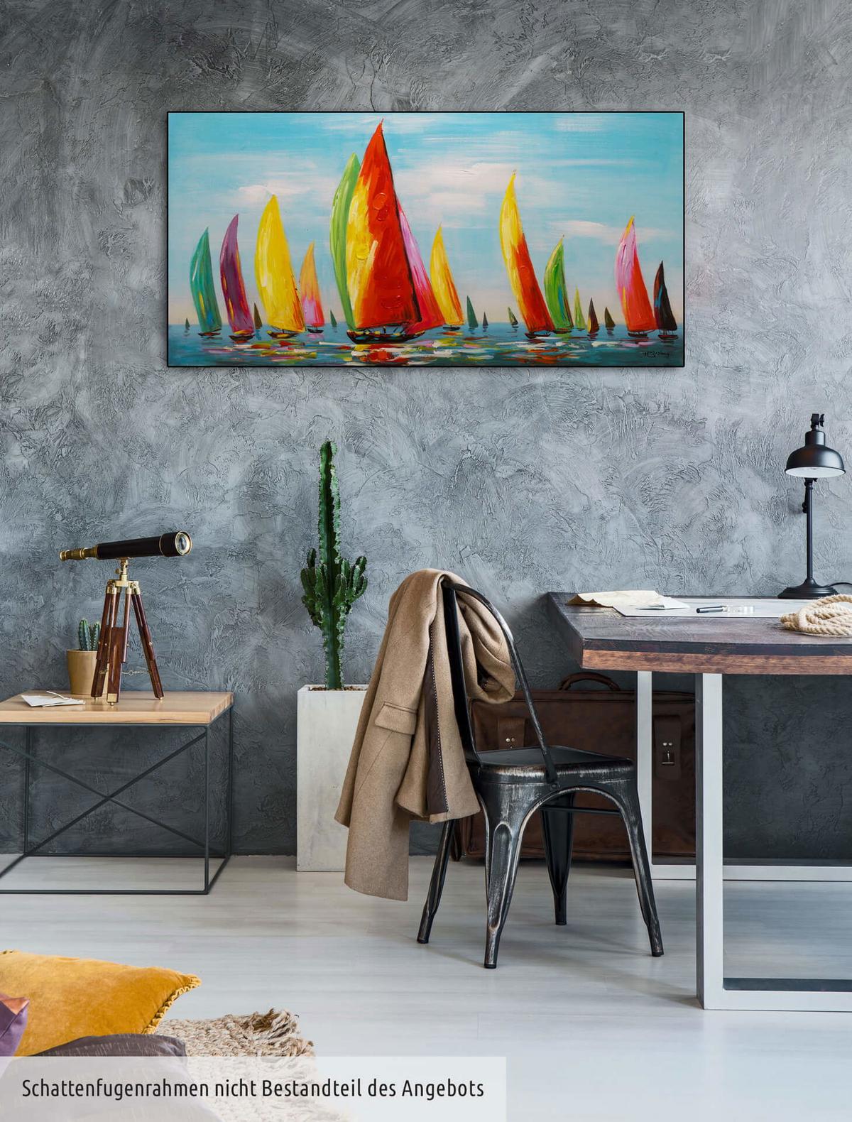 ÖLGEMÄLDE 120/60 cm - Blau, Holz/Textil (120/60cm) - KUNSTLOFT