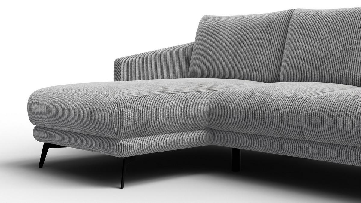 ECKSOFA VILT 3-Sitzer, hellgrau - Hellgrau/Schwarz, Holzwerkstoff/Textil (221/156cm) - Wozimo