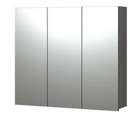 SPIEGELSCHRANK grau 90 cm, Badschrank 3-türig - Klar/Anthrazit, Glas/Holzwerkstoff (90/80/20cm) - Top.Furn