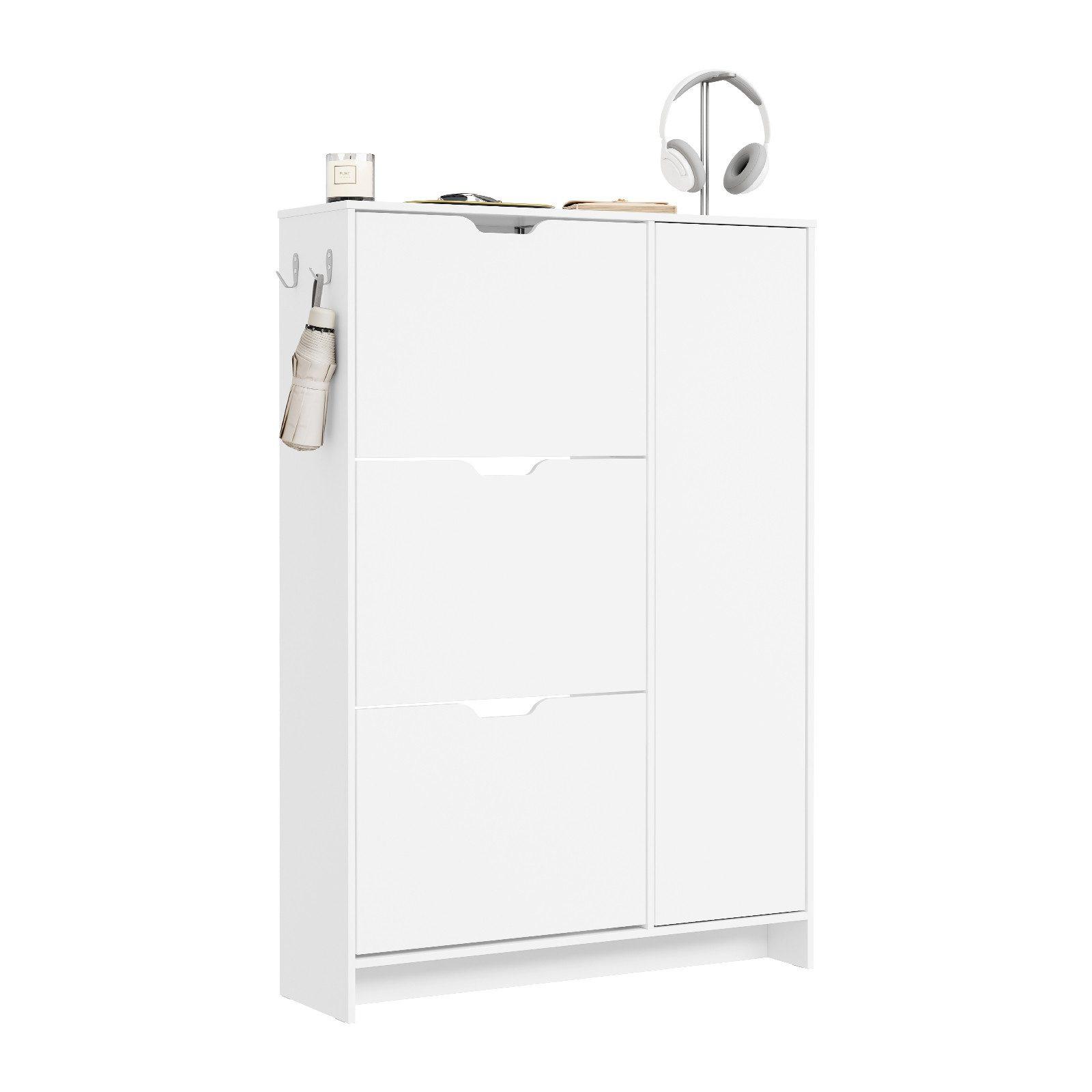 SCHUHKIPPER schmal 24 cm, Schuhschrank Weiß - Weiß, Holzwerkstoff (84/121/24cm) - SoBuy