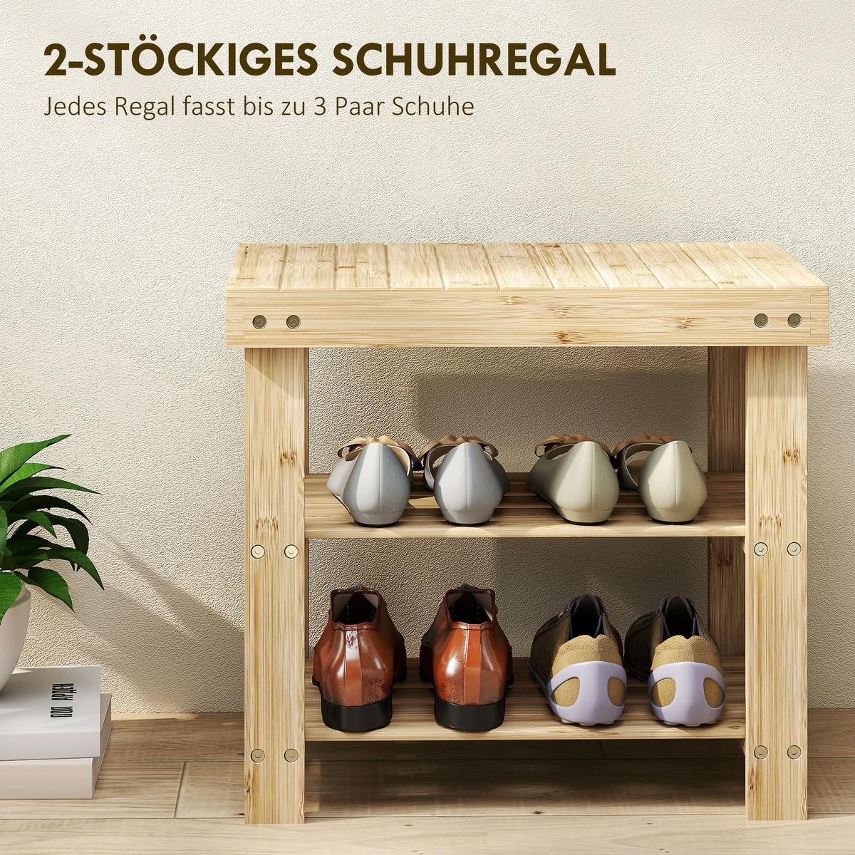 SCHUHBANK Bambus Naturholz - Naturfarben, Naturmaterialien (28/45/50cm) - HOMCOM