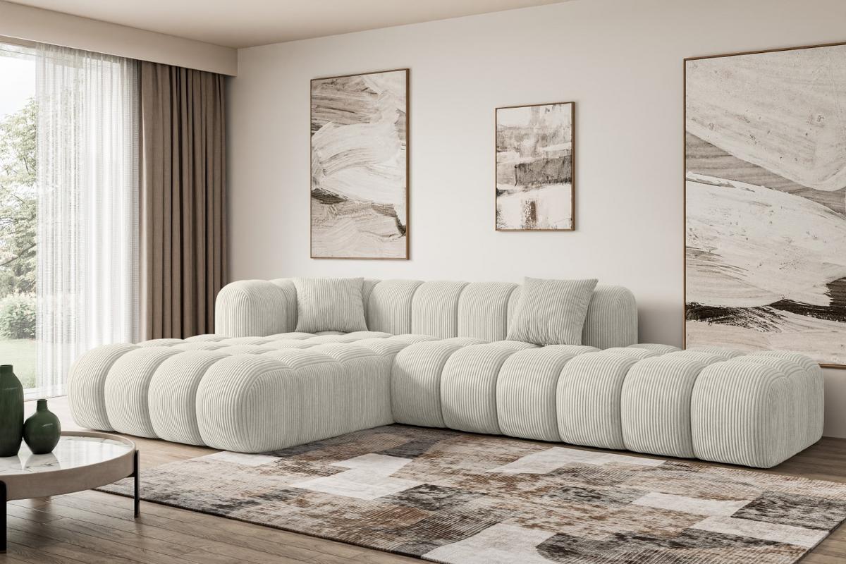 ECKSOFA Ottomane Links OLEA-L2 - 289x176x71 cm Creme - Hellgrau/Creme, Holzwerkstoff/Kunststoff (176/289cm) - ALTDECOR