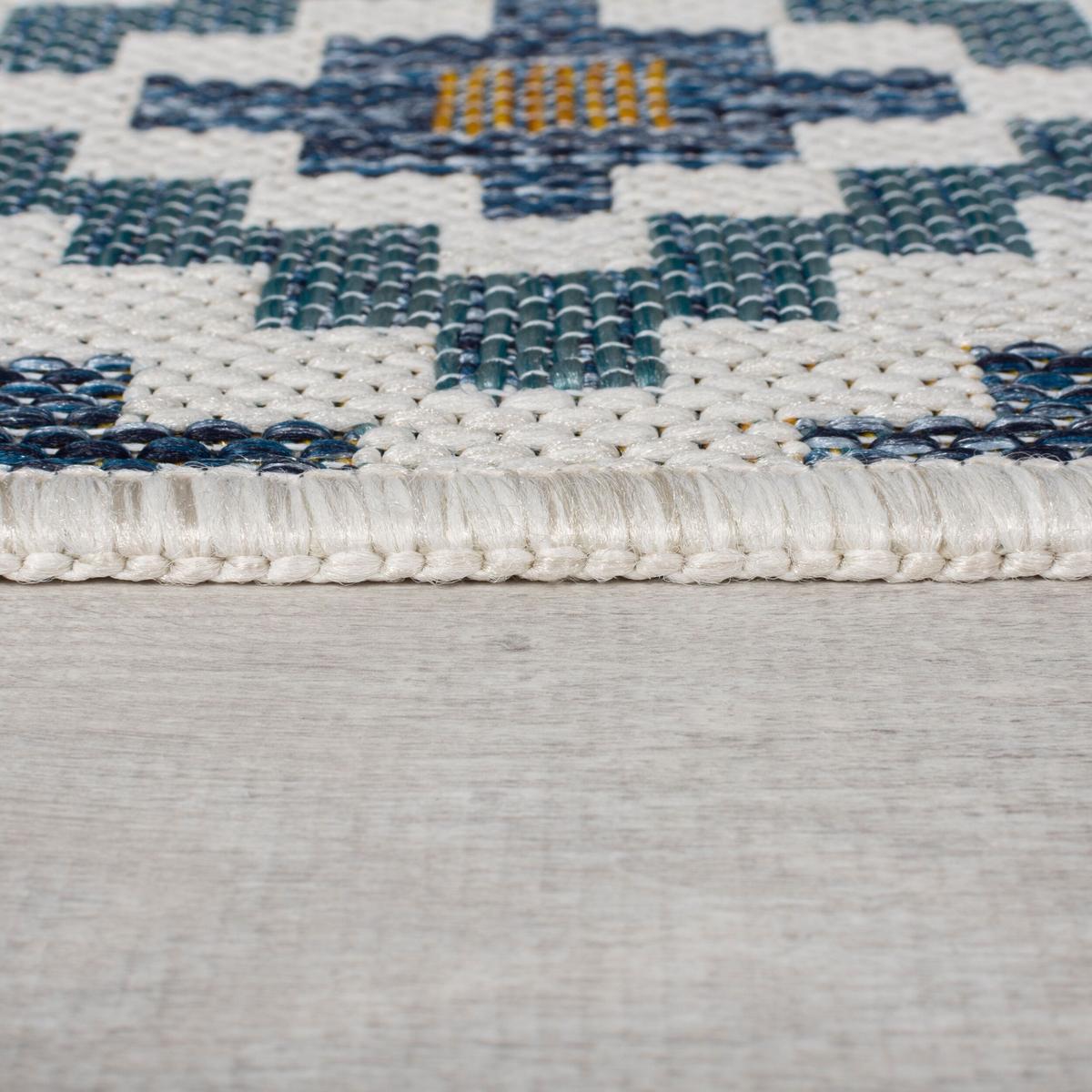 OUTDOORTEPPICH Waschbar FLEET, geometrisch, aus Polypropylen, Blau-Gelb, 120 x 170 cm - Blau, Textil (170/120cm) - KADIMA DESIGN