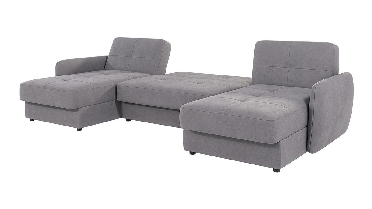 WOHNLANDSCHAFT Lupo Grau Mikrofaser - Schwarz/Grau, Holz/Kunststoff (311/86/147cm) - S-Style Möbel