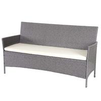3-SITZER POLY-RATTAN GARTENBANK Hellgrau, Cremeweiß - Hellgrau/Weiß, Kunststoff (154/82/60cm) - MCW