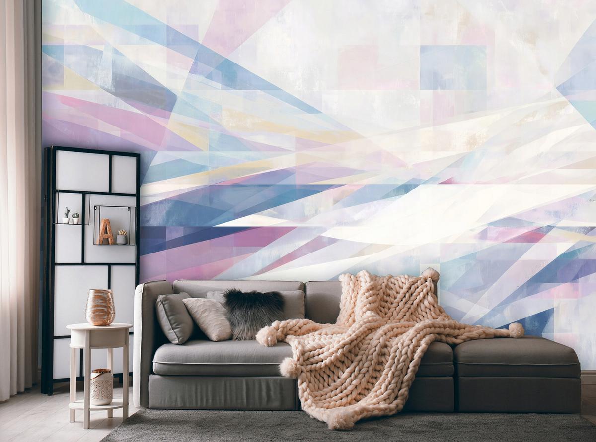 FOTOTAPETE Abstrakt Modern Lila 350x250 cm - Multicolor, Papier (350/250cm) - Wallarena