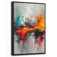 LEINWAND Bilder mit Rahmen - Moderne Kunst - Orange - Grau - Abstrakt - 20x30 - Hellgrau, Textil (20/30cm) - MuchoWow