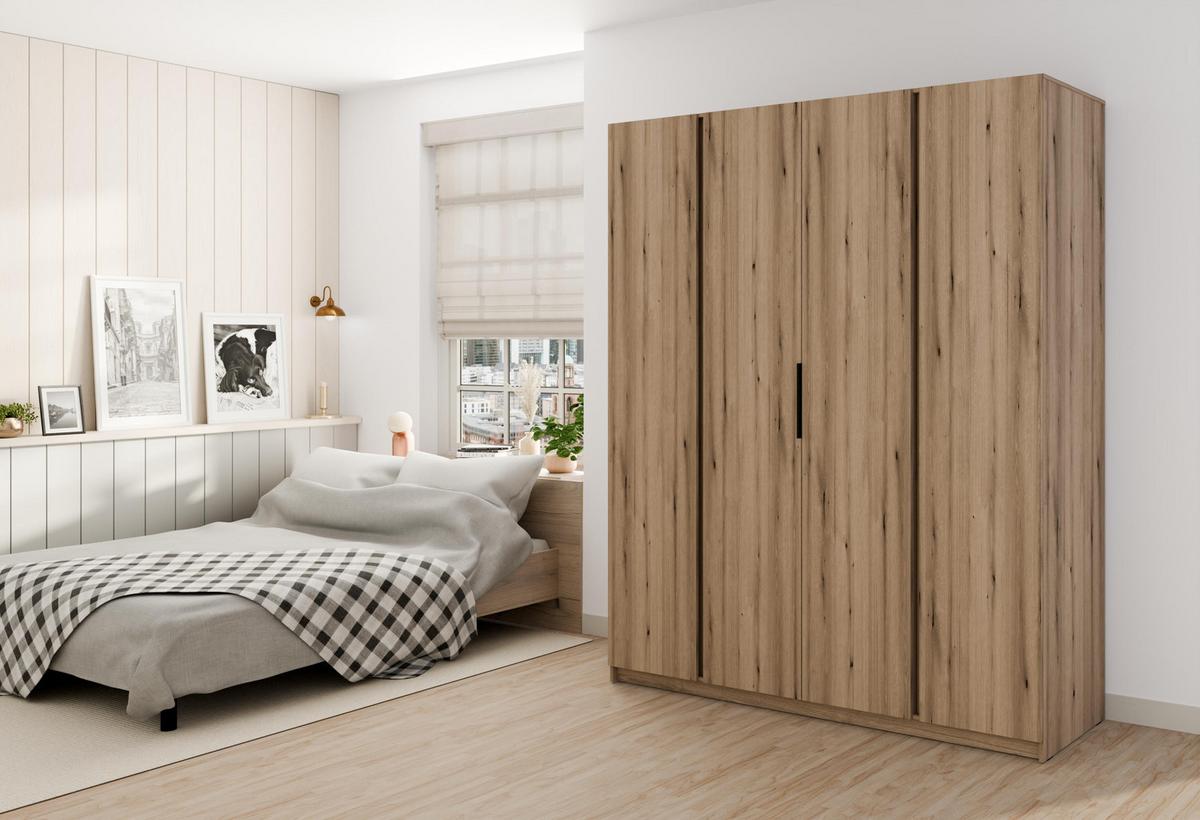 KLEIDERSCHRANK Nehir Eiche Evoke 200 cm - 4T Modern - Eichefarben, Holzwerkstoff/Kunststoff (200/239/61.9cm) - AX Living