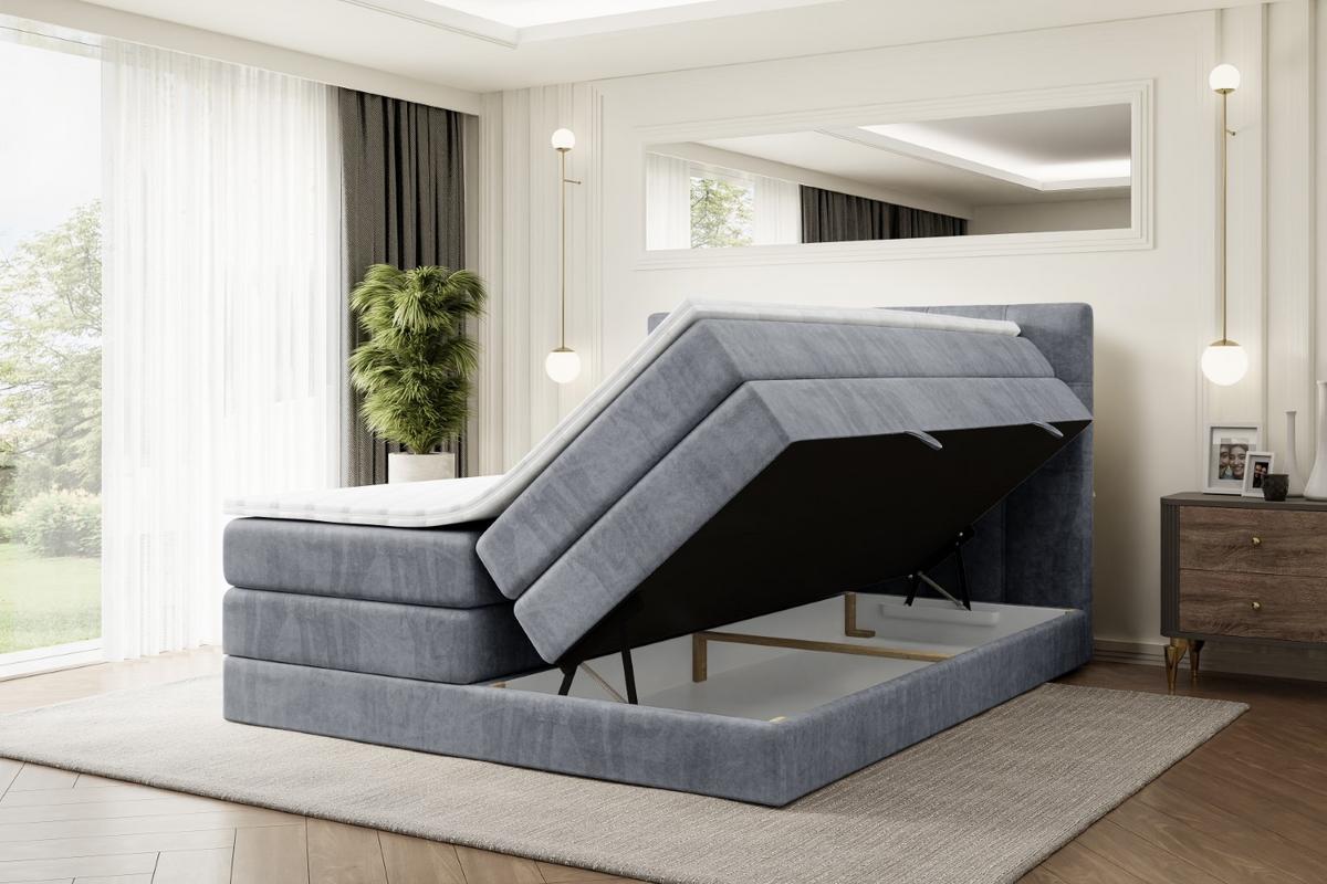 BOXSPRINGBETT MARCE KING - 200x200 - H3/H4 - Grau - Grau, Holzwerkstoff (200/200cm) - ALTDECOR