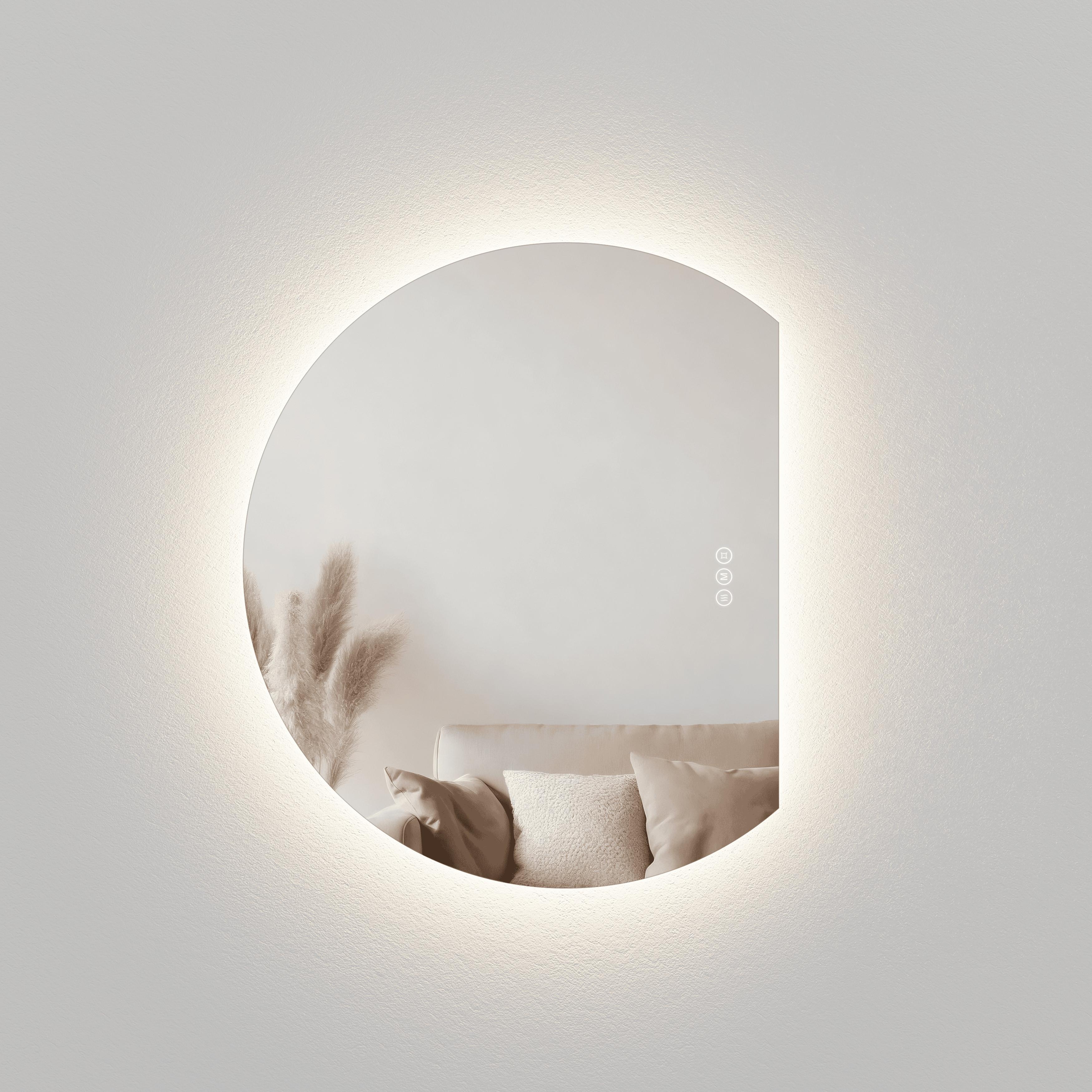 BADSPIEGEL LED 90 x 73 cm mit 3 Lichtfarben, Antibeschlagfunktion und Touch-Schalter - Transparent, Glas (90/73/2.5cm) - EMKE