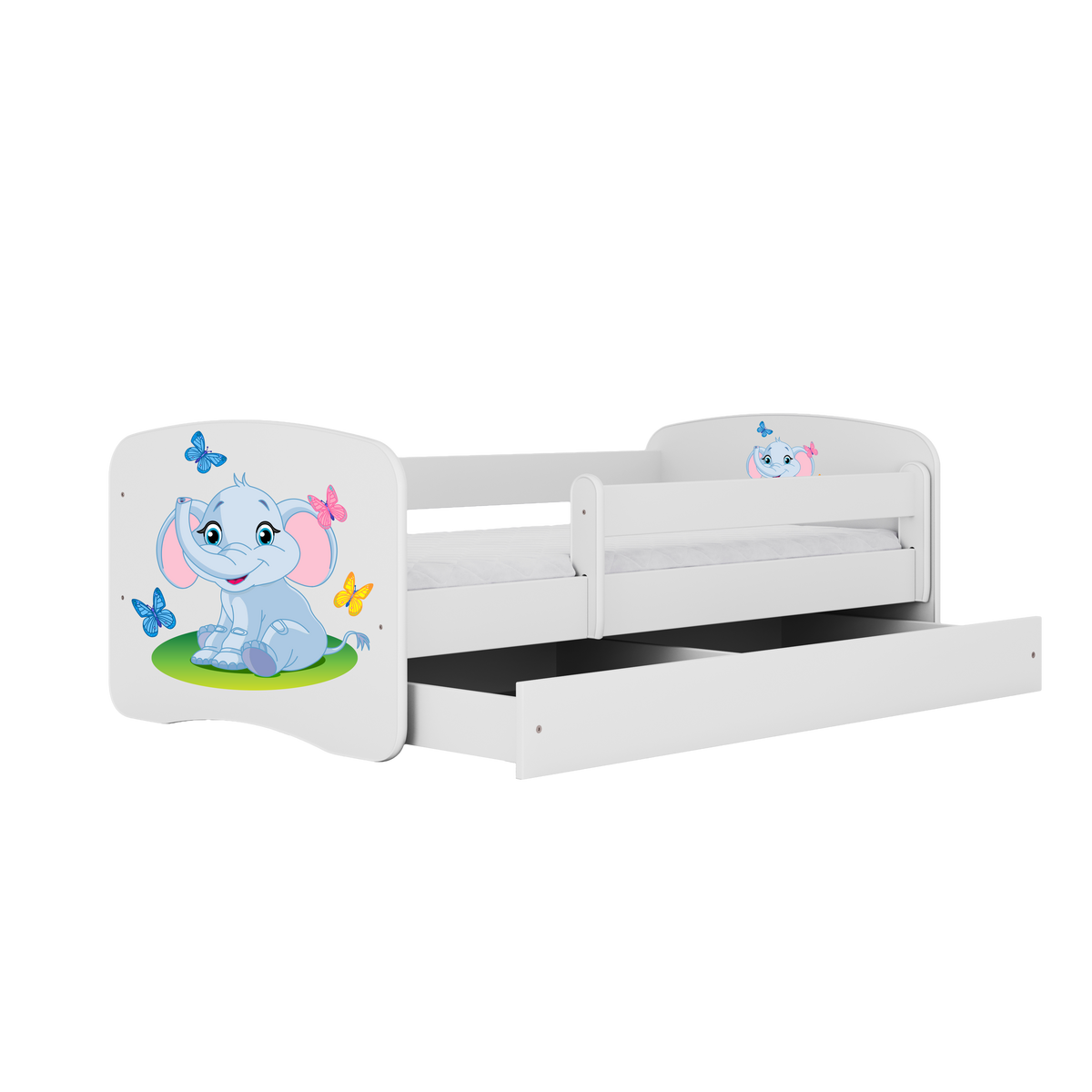 KINDERBETT Elefant mit Schublade und Matratze 180/80 - Weiß, Holzwerkstoff (80/180cm) - RAUMHIRSCH FURNITURE