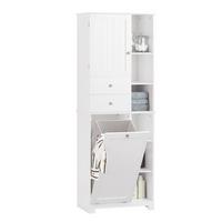 HOCHSCHRANK mit Wäschesack, Badezimmerschrank, 60x37x171cm - Weiß, Holzwerkstoff (60/171/37cm) - SoBuy
