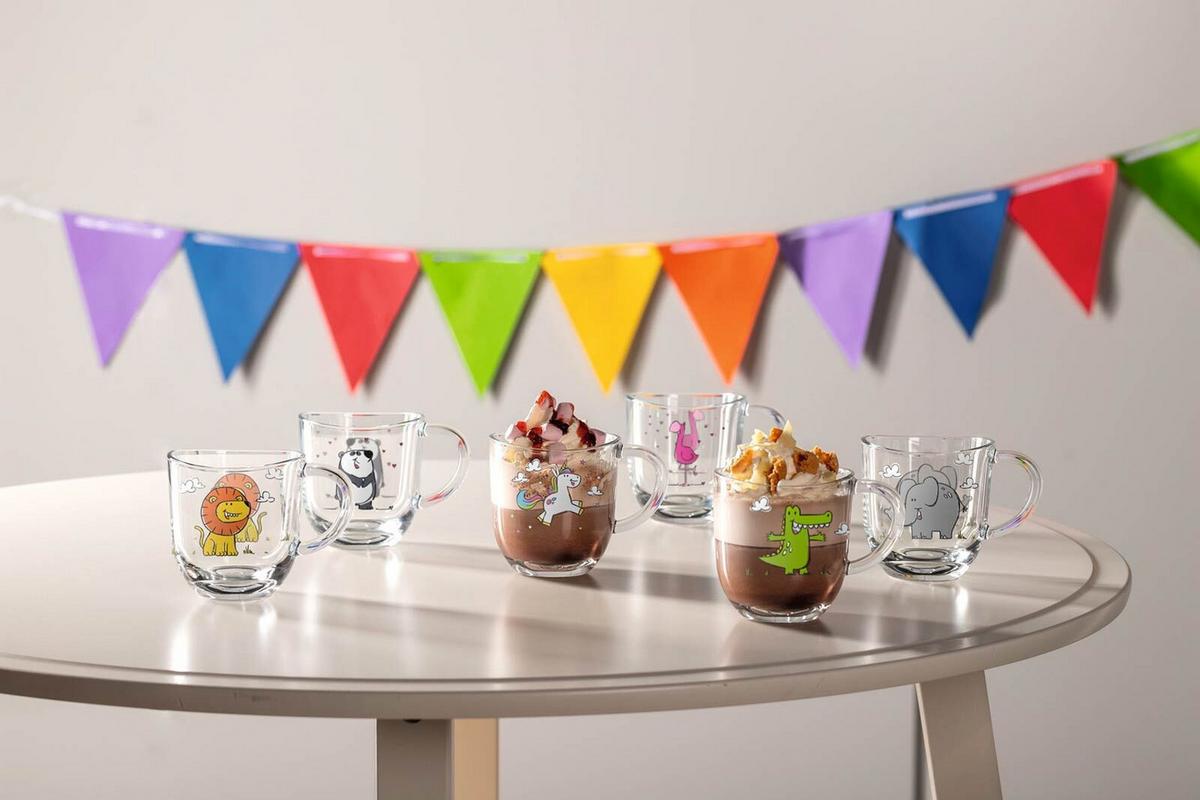 KINDERTASSE Bambini Panda 280 ml - Schwarz/Weiß, Glas (0.28L) - Leonardo Living