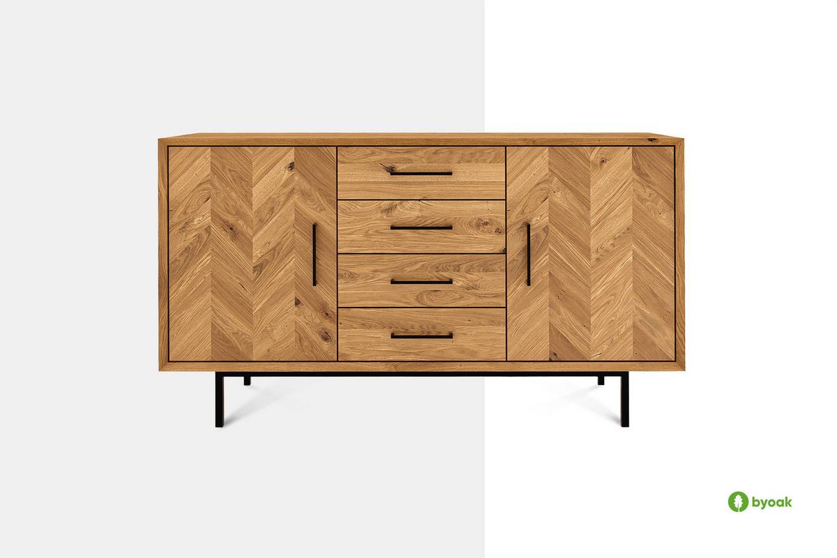 KOMMODE BREIT LEON Kernbuche - Kernbuche, Holz (144/80/45cm) - byoak