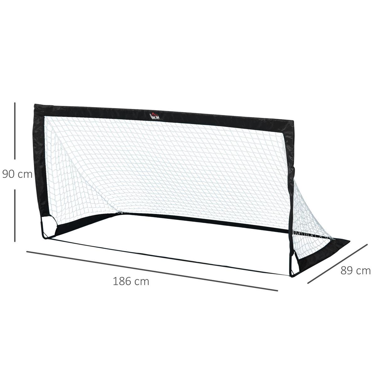 FUSSBALLTORE Fußballnetz 2er Set Minitore Faltbar Stahl Schwarz 186x90x89 cm - Schwarz, Metall (90/183cm) - HOMCOM