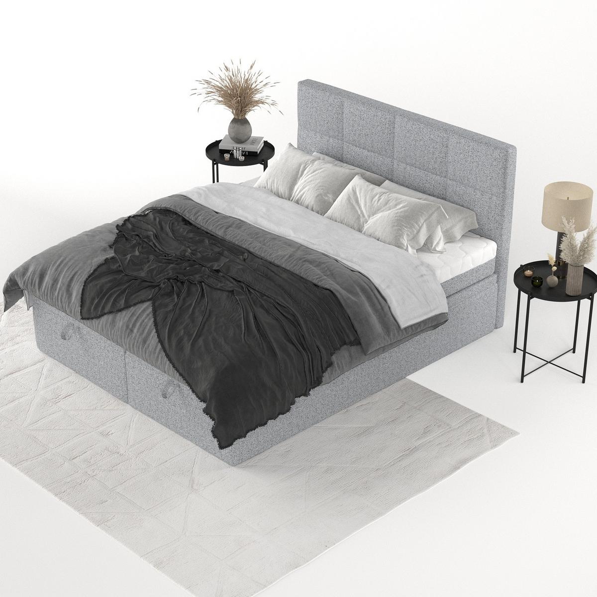 BOXBETT Tessa 160/200 cm Grau im Riva Stoff - Schwarz/Grau, Holz/Holzwerkstoff (160/200cm) - AltaBeds