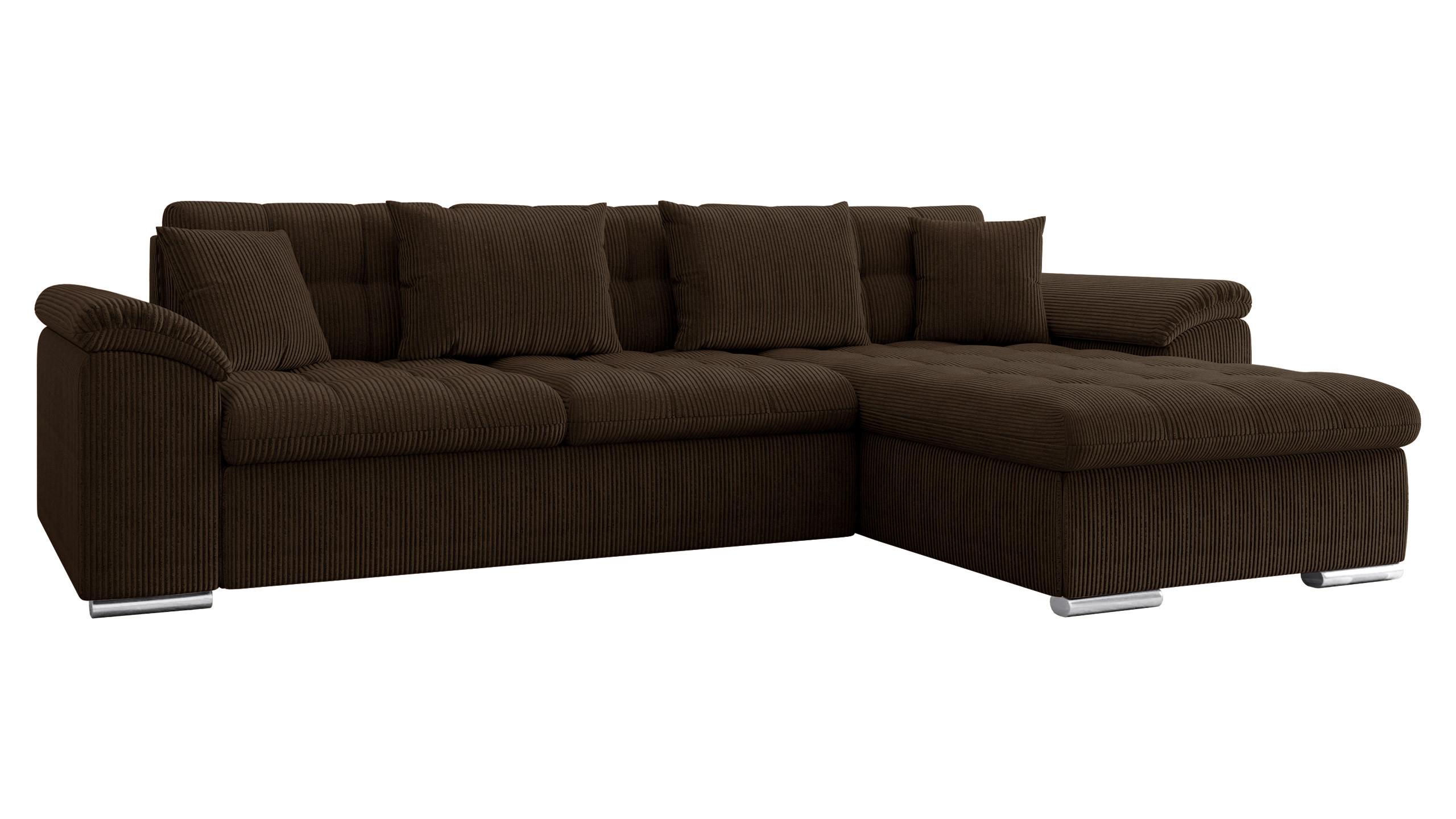 ECKSOFA Diana Cord, Seite: Rechts - Nussbaumfarben, Holz/Textil (280/160cm) - MIRJAN24