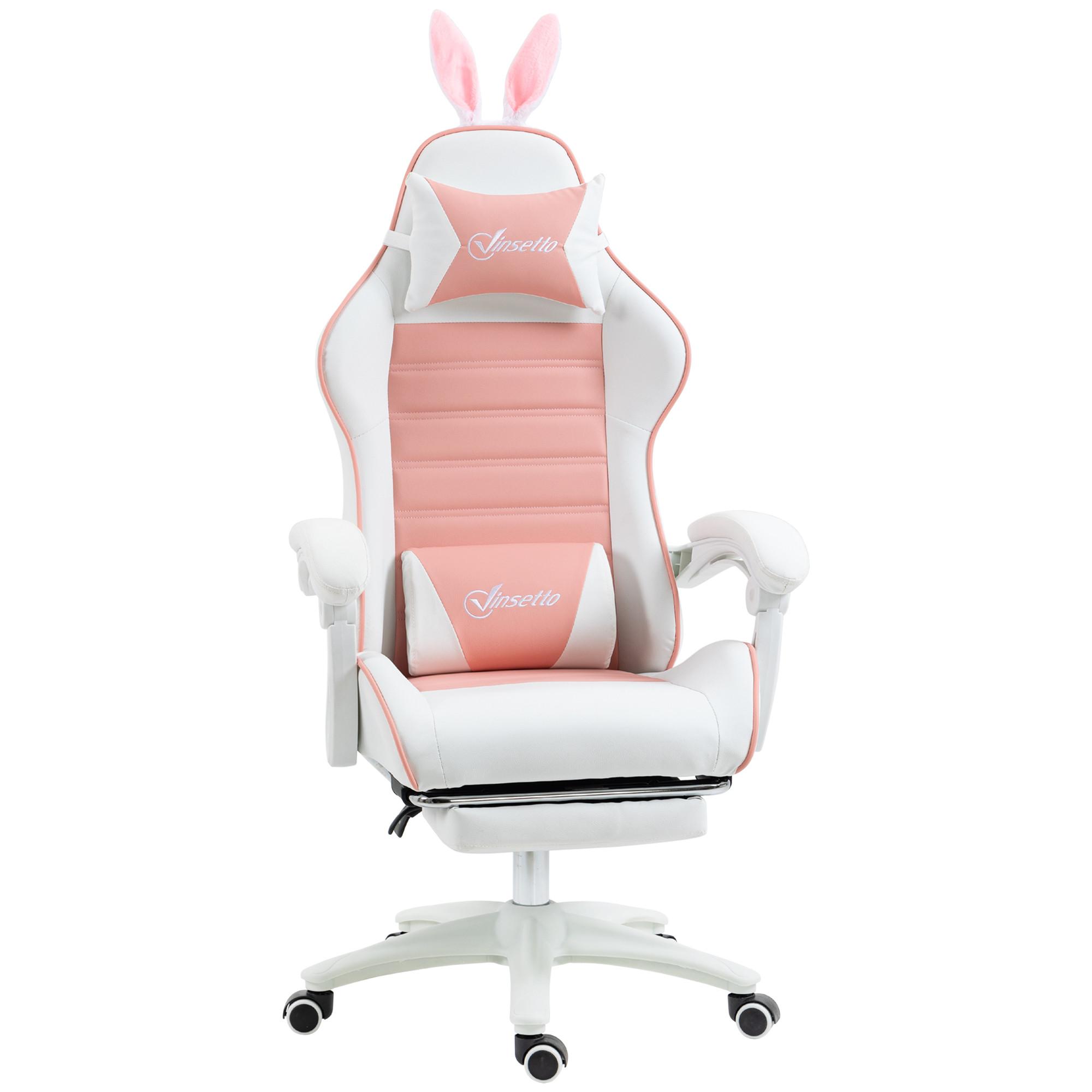 GAMING-STUHL Ergonomischer Gamer Stuhl mit Lendenwirbelstütze, Rosa - Rosa, Kunststoff (63/142/65cm) - Vinsetto