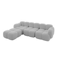 ECKSOFA modulares Sofa Links Miko-L2 302x205x75 Hellgrau Bouclé - Edelstahlfarben/Schwarz, Holzwerkstoff/Kunststoff (302/205cm) - ALTDECOR