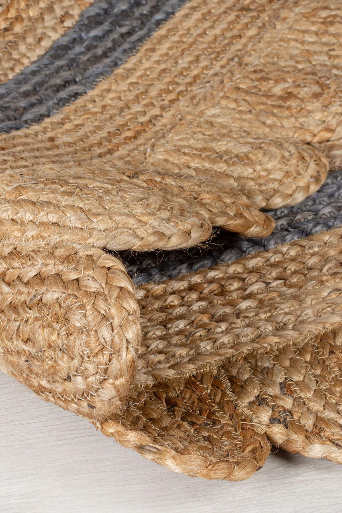 JUTETEPPICH handgewebt PLYM, geometrisch, Braun-Grau, 120 x 170 cm - Braun, Naturmaterialien (120/170cm) - KADIMA DESIGN