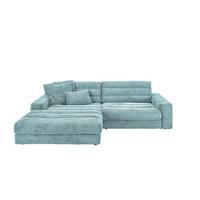 ECKSOFA LANA SOFA Hellblau Cord - Schwarz/Hellblau, Textil (296/205cm) - KAWOLA